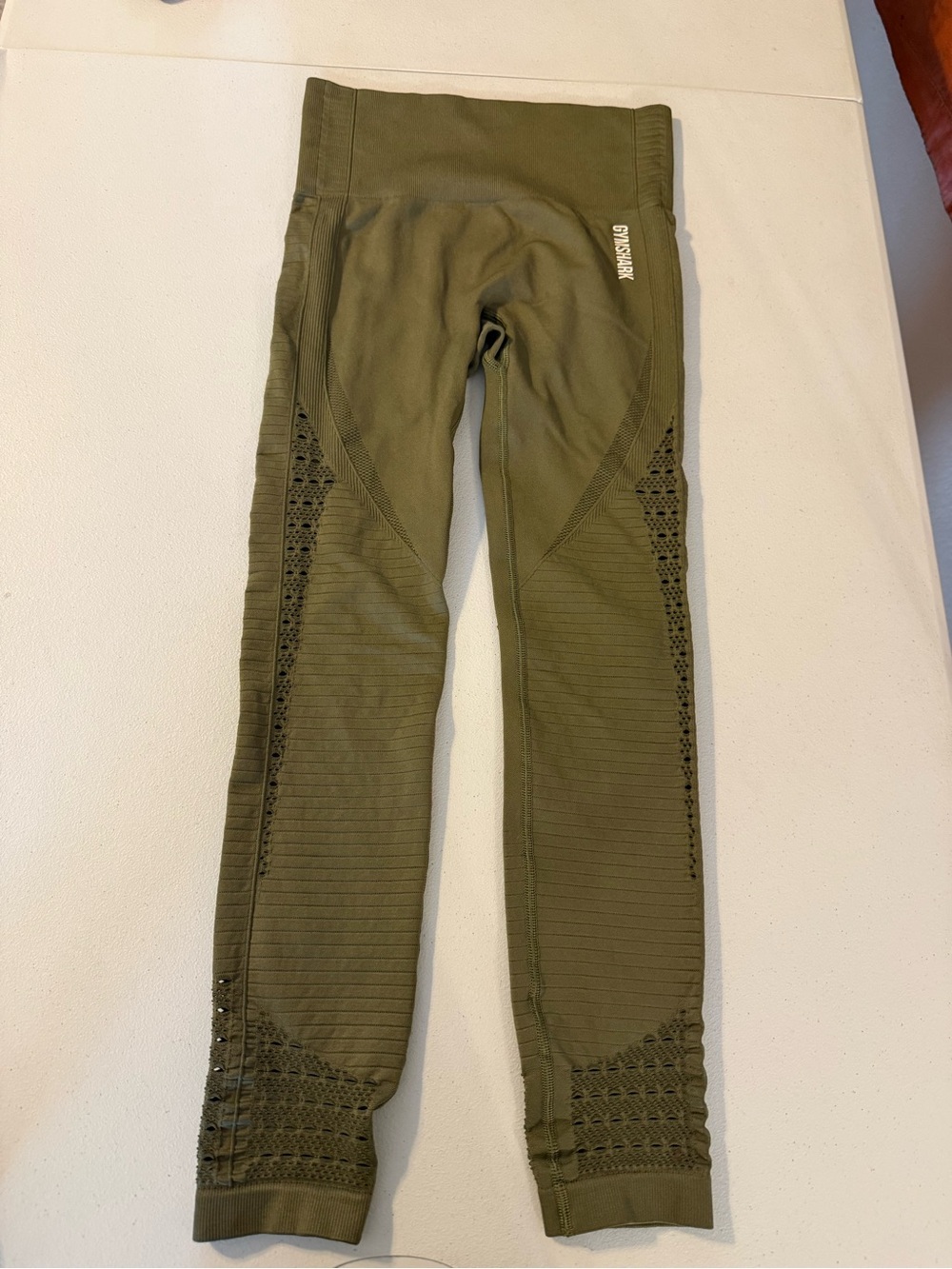 Gymshark Legging Womens S Small Moss Green Energy Seamless Perforated Stretch